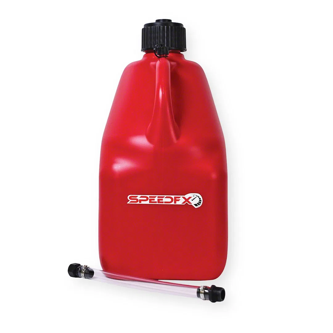 8830 – SPEEDFX Liquid Storage Container, Red 5 Gallon Capacity Plastic With Filler Hose and Cap